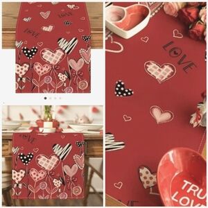 🍎 NEW Love Hearts Table Runner Linen Poly Washable Michael's Long 13x108'